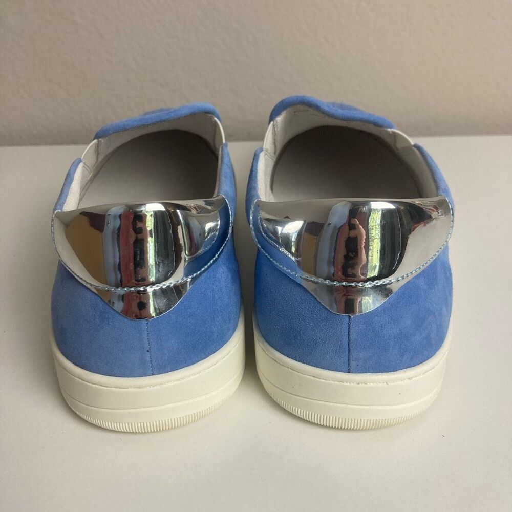 Johnston and Murphy Women's Elaina Blue Suede Leather‎ Slip On Weave Sneakers 11 - Picture 3 of 6